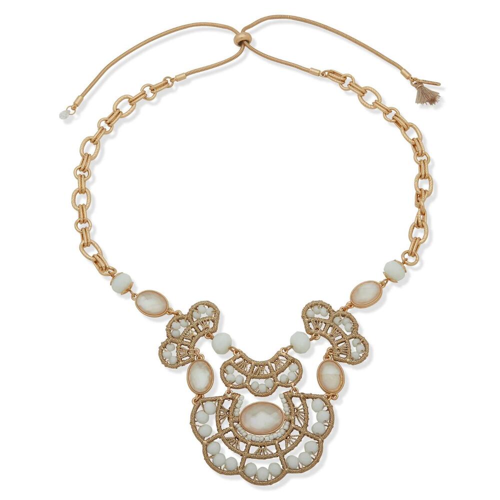Lonna & Lilly Gold-Tone White Bead 28" Frontal Necklace